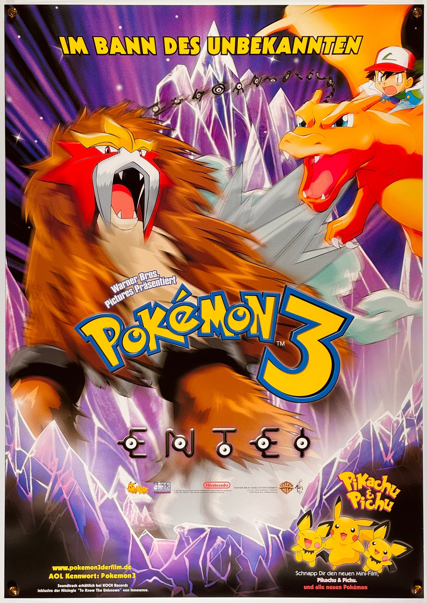 『劇場版ポケットモンスター 結晶塔の帝王 ENTEI』 映画 ポスター ドイツ オリジナル [1680]