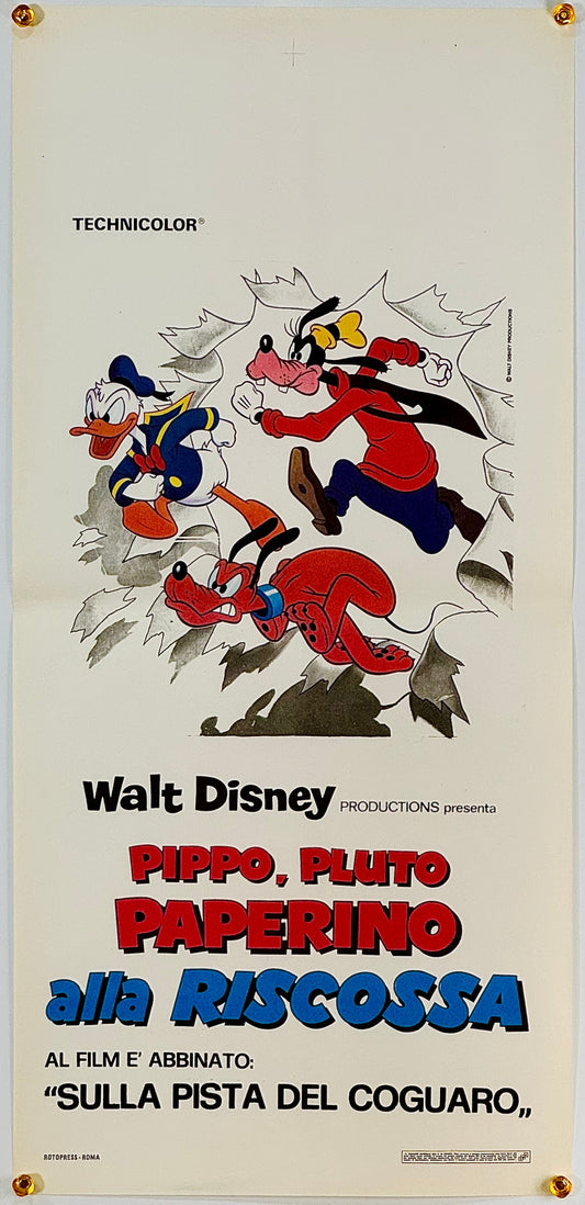 『ウォルト・ディズニー Goofy, Pluto and Donald Duck to the Rescue』 映画 ポスター イタリア オリジナル [1888]