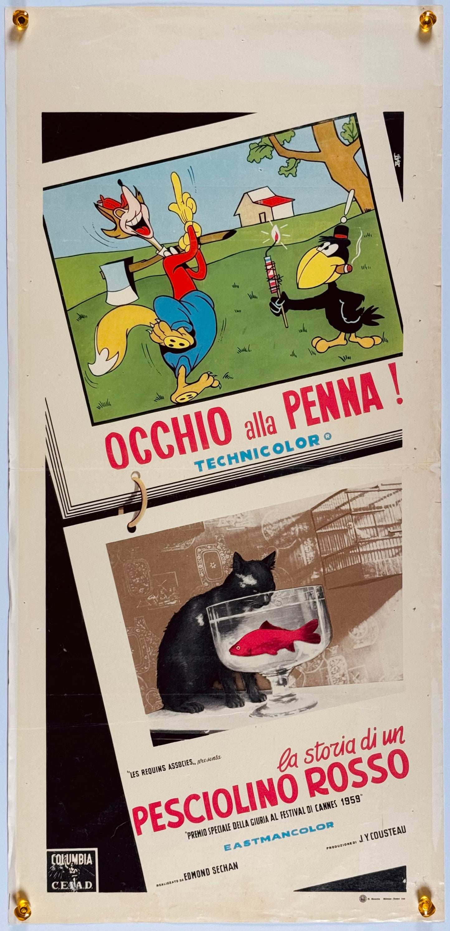 『Occhio alla penna! / La storia di un pescielino rosso 同時上映』 映画 ポスター イタリア オリジナル [222]
