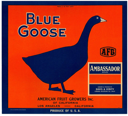 『BLUE GOOSE』 広告 ラベル アメリカ オリジナル [2811]
