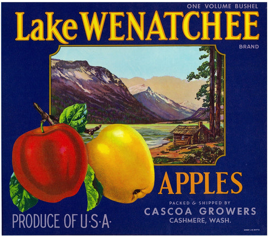 『Lake WENATCHEE』 広告 ラベル アメリカ オリジナル [2880]