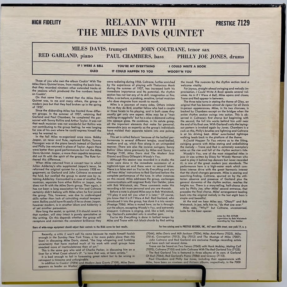『Miles Davis / Relaxin' With The Miles Davis Quintet』 【レコード】 [3948]
