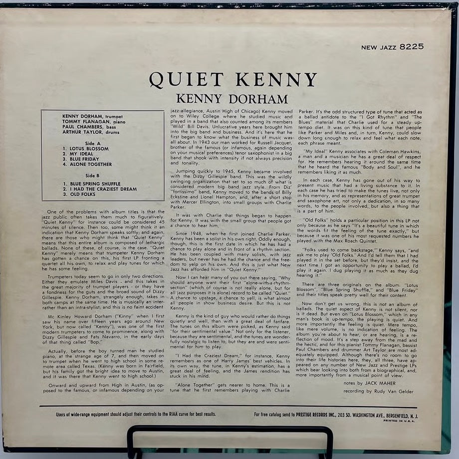 『QUIET KENNY / KENNY DORHAM(RVG付)』 【レコード】 [3952]
