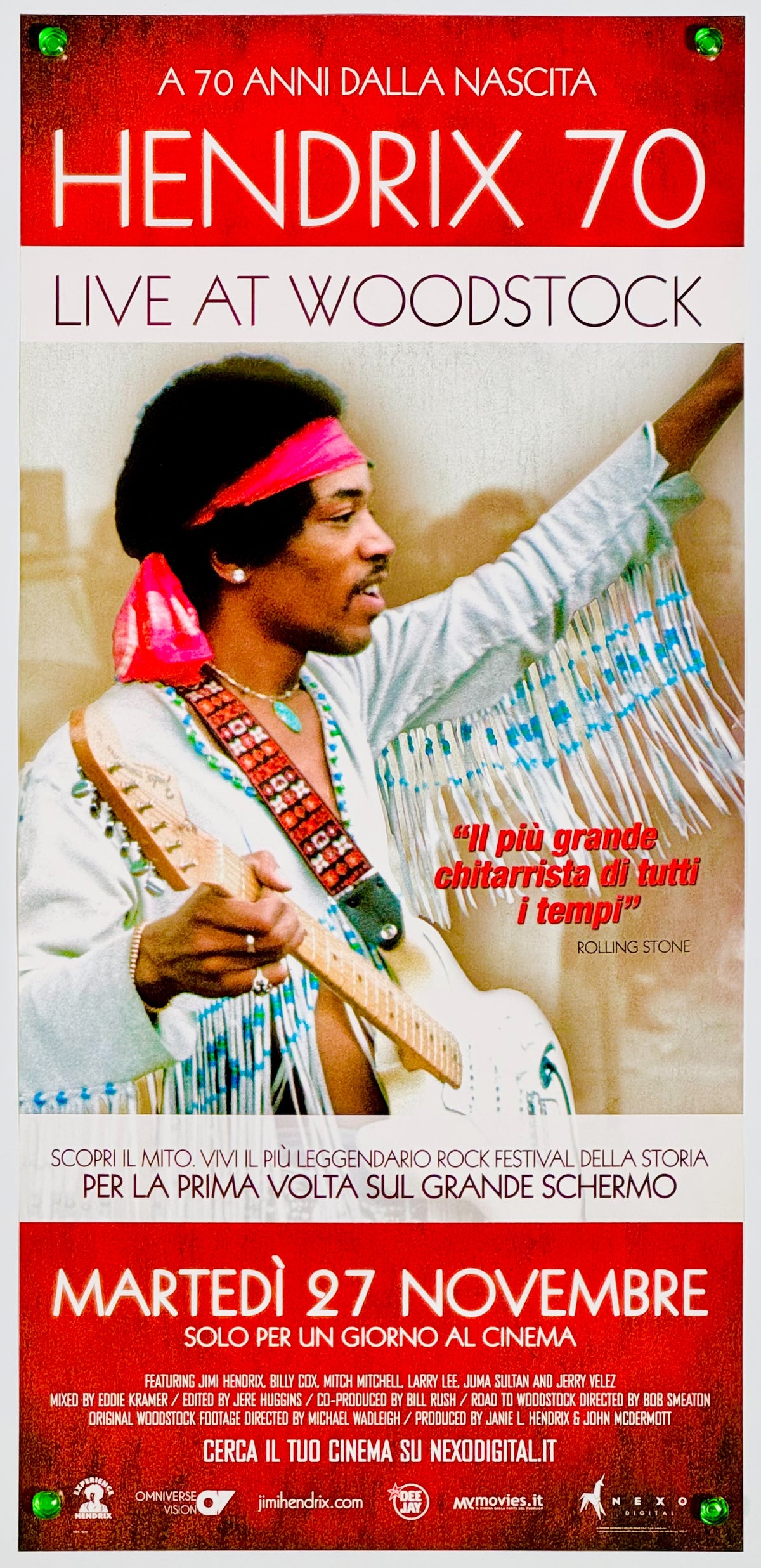 『Hendrix 70: Live at Woodstock ジミ・ヘンドリックス』 映画 ポスター イタリア オリジナル [5520]